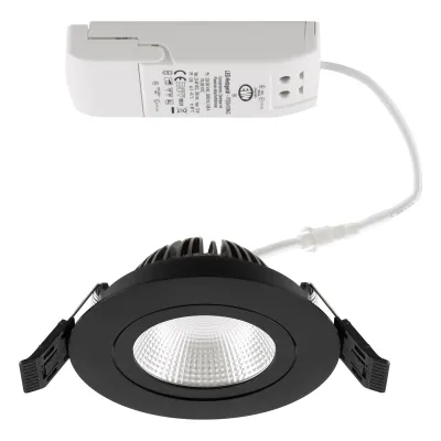 EVN LED Einbaustrahler PS54100902 | 10W | 1237 lm | 3000K warmweiß | schwenkbar | dimmbar | IP54 | Aluminium schwarz
