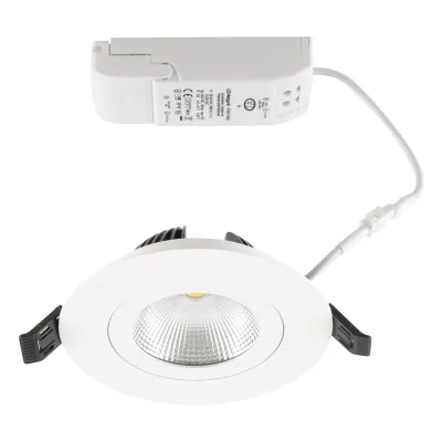 EVN LED Einbaustrahler PS54140102 | 14W | 1723lm | 3000K warmweiß | schwenkbar | IP54 | CRI90 | Aluminium weiß | Ø125mm