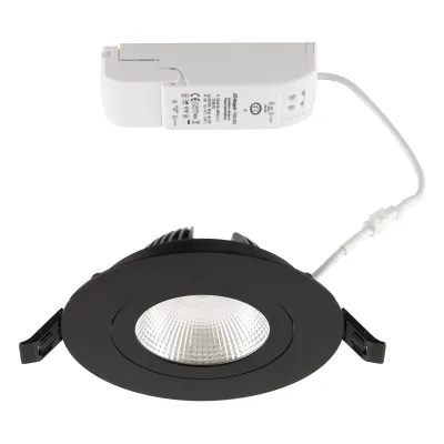 EVN LED Einbaustrahler PS54140902 | 14W | 1723lm | 3000K warmweiß | CRI90 | schwenkbar | dimmbar | IP54 | rund | schwarz