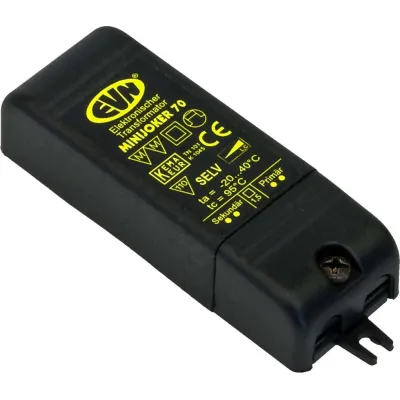 EVN MiniJOKER Trafo 10-70W 12V AC | dimmbar Phasenanschnitt/-abschnitt | IP20 | schwarz