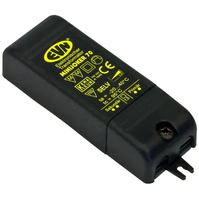 EVN MiniJOKER Trafo 10-70W 12V AC | dimmbar Phasenanschnitt/-abschnitt | IP20 | schwarz