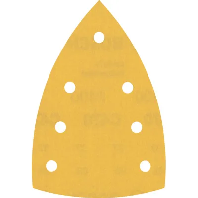 Bosch Schleifpapier Dreieck 2608901167 C470 | K400 | 100x150mm | 7 Löcher | Klett | für Holz, Farbe | 10 Stück | Gelb