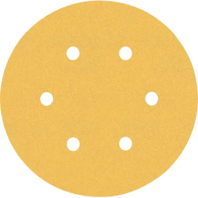 Bosch Schleifpapier Scheibe 2608900817 | EXPERT C470 K120 | Ø150 mm | 6 Loch | Klett | für Holz & Farbe | 5 Stück | Gelb