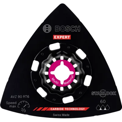 Bosch Schleifplatte AVZ 90 RT6 2608900049 | Multimaterial | Starlock | Carbide | K60 | 90mm | für Multitools