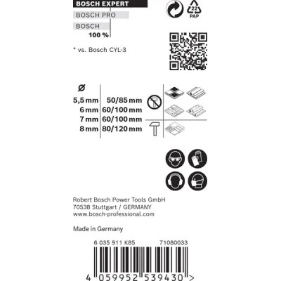 Bosch Bohrer-Set 2608900650 | CYL-9 MultiConstruction | Universalbohrer 4-tlg. (Ø 5,5–8 mm) | für viele Materialien