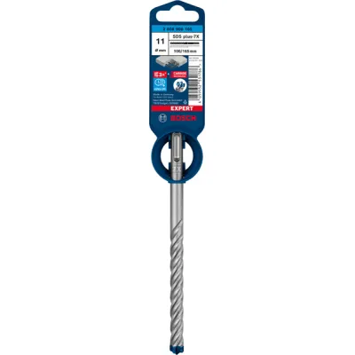 Bosch Hammerbohrer SDS plus-7X 2608900105 | 11 mm x 100/165 mm | Hartmetall-Vollkopf | für Stahlbeton & Stein | 1 Stück