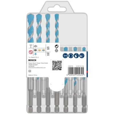 Bosch Bohrer-Set 2608902371 | EXPERT HEX-9 Multi Construction | 7-teilig | Ø 5-10mm | für Beton, Holz, Kunststoff