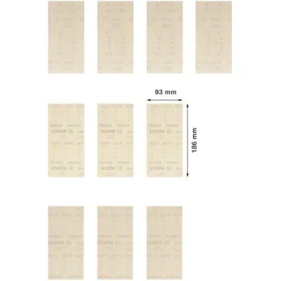 Bosch Schleifnetz-Set EXPERT M480 2608901206 | 93x186 mm | K80/120/180 | für Holz & Farbe | staubarm | 10 Stück | Silber