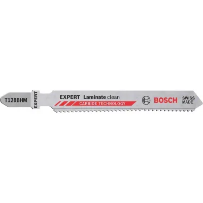 Bosch Stichsägeblatt T128BHM 2608901707 | Laminat Clean | 92 mm | 2 Stück | Carbide-Technologie | für Laminat, HPL