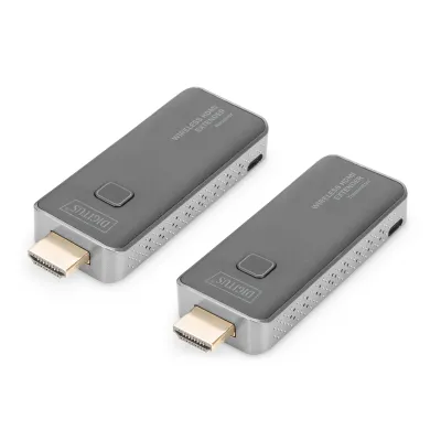 DIGITUS Wireless HDMI Extender Set DS-55318 | 50m | Full HD 1080p | 1 zu 1 | Plug & Play | AES 128 Bit | schwarz/silber