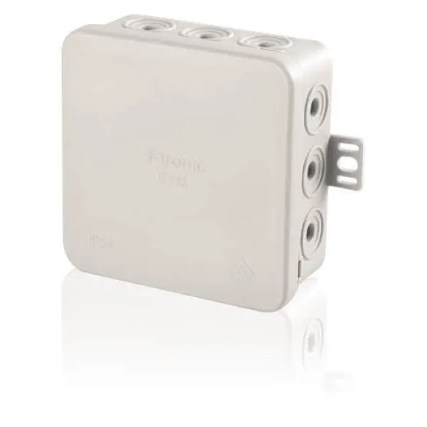 F-TRONIC Abzweigkasten E113 | Feuchtraum IP54 | 85x85x40 mm | 12 Leitungseinführungen | Grau | Polypropylen
