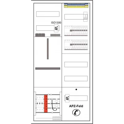 f-tronic Zählerschrank ZE106APZ komplett bestückt mit ÜSS 7120762