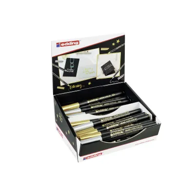edding Fasermaler Set 70-teilig 1200/1340 metallic gold silber | fein & Pinselstifte | für Weihnachtskarten