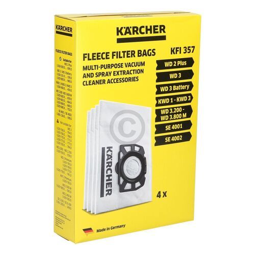 Bild: Filterbeutel Kärcher KFI357 2.863-314.0 für NassTrockensauger 4Stk 3-lagigem