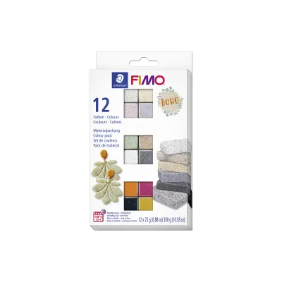 STAEDTLER FIMO effect Boho Colours 8013 C12-5 | ofenhärtend | 12 Farben | metallic & Granit-Effekte | 12x25g