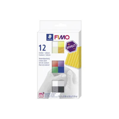 STAEDTLER FIMO Effekt Modelliermasse Set 8013 C12-1 | ofenhärtend | 12 Effekt-Farben | Polymer Clay | 12er-Pack