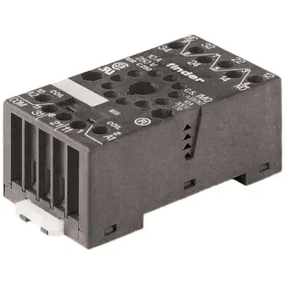 Finder Relaissockel 90.21.0 | Schraubanschluss | 11 Pins | für DIN-Hutschiene TH35 | Serie 60.13/99.01 | schwarz