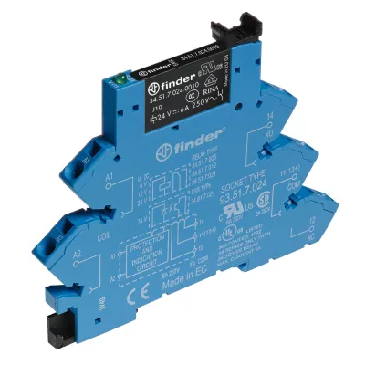 Finder Koppelrelais 38.61.8.240.0060 | 1 Wechsler 6A | 230-240V AC | DIN-Schiene | LED | EMV | IP20 | 6,2x93,6x76mm