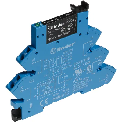 Finder Koppelrelais 38.61.8.240.0060 | 1 Wechsler 6A | 230-240V AC | DIN-Schiene | LED | EMV | IP20 | 6,2x93,6x76mm