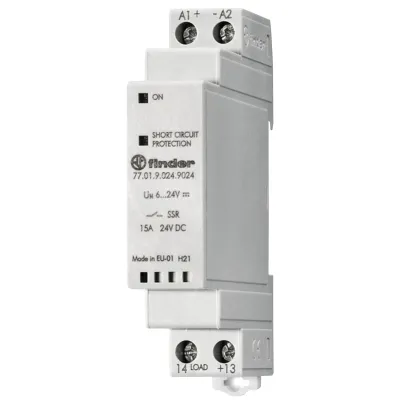 Finder SSR-Relais 77.01.9.024.9024 | Solid State Relais 15A | 16-32V DC | 1-phasig | Schraubanschluss | LED | IP20