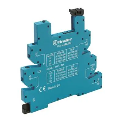 Finder Relaisfassung 93.61.7.024 | Relaissockel für Hutschiene TH35 | Schraubanschluss | 6,2x87x90,7mm | 5-polig | blau