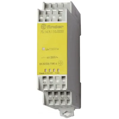 Finder Relaismodul 7S.14.9.024.4220 | Schaltrelais 2S 2Ö 6A 24V DC | zwangsgeführte Kontakte | IP20 | LED | 22,5mm