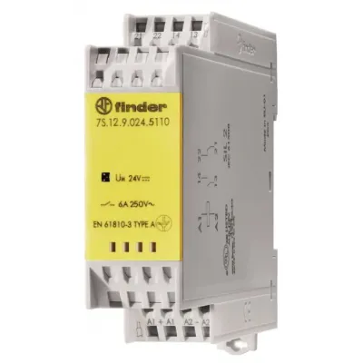 Finder Relaismodul 7S.12.9.024.5110 | Industrierelais zwangsgeführt | 1 Schließer 1 Öffner | 6A | 24V DC | LED | IP20