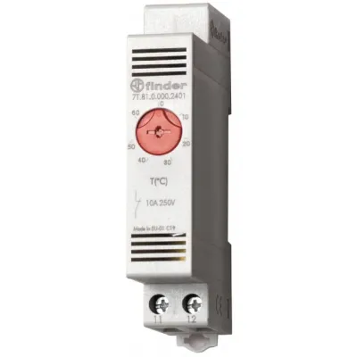 Finder Thermostat 7T.81.0.000.2401 | Schaltschrank | 230V 10A | -20 bis +40°C | NC Öffner | DIN-Schiene | Bimetall
