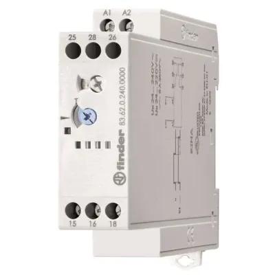 Finder Zeitrelais 83.62.0.240.0000 | Rückfallverzögerung | 24-240V AC/DC | 0,05-180s | 2 Wechsler 8A | DIN 22,5mm