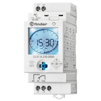 Finder 12.51.8.230.0000 | Schaltuhr | 1 Kanal | 16A | Wochenprogramm | NFC | Joystick | 230V | DIN-Schiene
