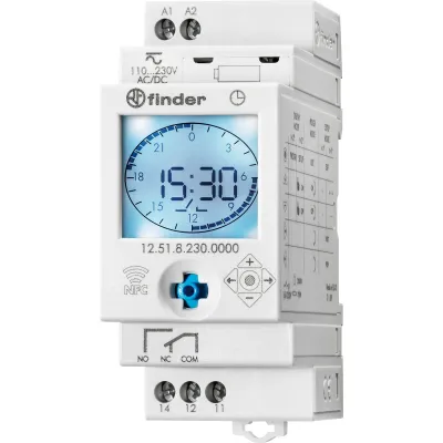 Finder 12.51.8.230.0000 | Schaltuhr | 1 Kanal | 16A | Wochenprogramm | NFC | Joystick | 230V | DIN-Schiene