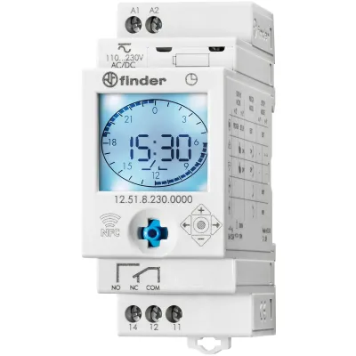 Finder 12.51.8.230.0000 | Schaltuhr | 1 Kanal | 16A | Wochenprogramm | NFC | Joystick | 230V | DIN-Schiene
