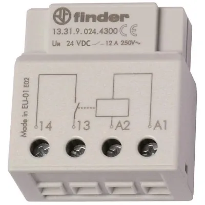 Finder Schaltrelais 13.31.9.024.4300 | Unterputz Installationsrelais 1 Schließer 12A 24V DC | 800W Lampenlast