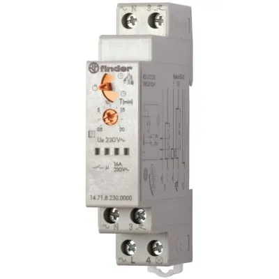 Finder Treppenhaus-Lichtautomat 14.71.8.230.0000 | 0,5-20 min | DIN-Schiene | 1 Schließer | 16A | 230V | Weiß