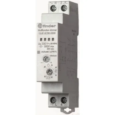 Finder Dimmer 15.81.8.230.0500 | DIN-Schiene | 300-500W | LED Halogen | Memory | 230V | Kunststoff