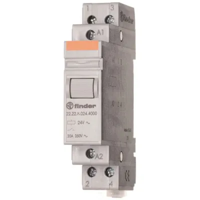 Finder Installationsrelais 22.22.8.230.4000 | 2 Schließer 20A 230V AC | Hutschiene 35mm | 17,5mm | IP20