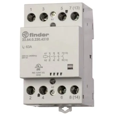 Finder Installationsschütz 22.64.0.230.4310 | 63A | 4 Schließer | 230V AC/DC | DIN-Schiene | IP20