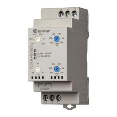 Finder 3-Phasen-Netzüberwachungsgerät 70.31.8.400.2022 | AC 380-415V | 6A Kontakt | LED-Statusanzeige | Reiheneinbau