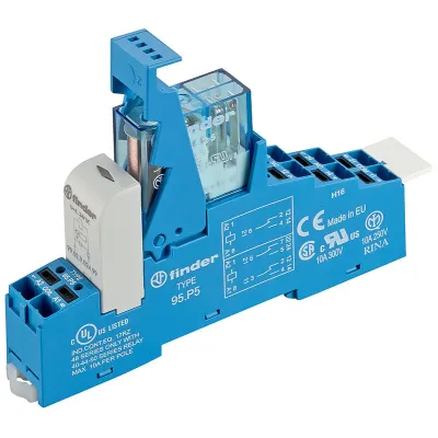 Finder Koppelrelais 48.P5.7.024.0050 | 2 Wechsler 8A | DIN-Schiene | 24V DC | AgNi Kontakte | EMV | LED | IP20