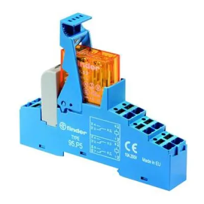 Finder Koppelrelais 48.P5.8.230.0060 | 2 Wechsler 8A | DIN-Schiene | 230V AC | Push-In | LED | EMV | IP20