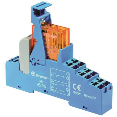 Finder Koppelrelais 48.P5.8.230.0060 | Schaltrelais 2 Wechsler 8A 230V AC | DIN-Schiene | LED | IP20 | Schwarz