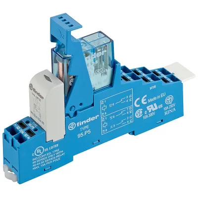 Finder Koppelrelais 48.P6.7.024.4050 | 1 Wechsler 16A 250V AC | DIN-Schiene | Push-In | 24V DC Spule | LED