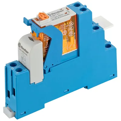 Finder Koppelrelais 4C.02.8.230.0060 | 2 Wechsler 8A | 230V AC | Schraubanschluss | LED | DIN-Schiene | Blau