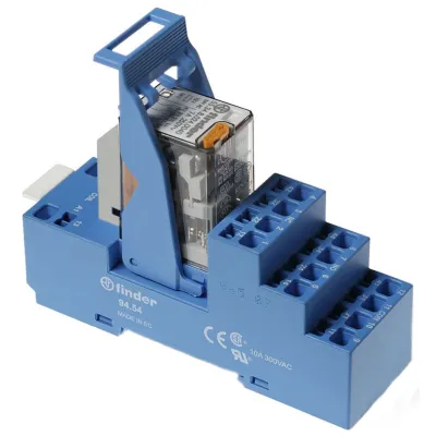 Finder Koppelrelais 58.54.8.024.0060 | 4 Wechsler | 24V AC Spule | 7A | DIN-Schiene | LED | EMV-Entstörung