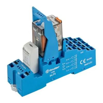 Finder Koppelrelais 58.P4.8.230.0060 | Schaltrelais 4 Wechsler 7A 230V AC | DIN-Schiene | Push-In | LED | IP20