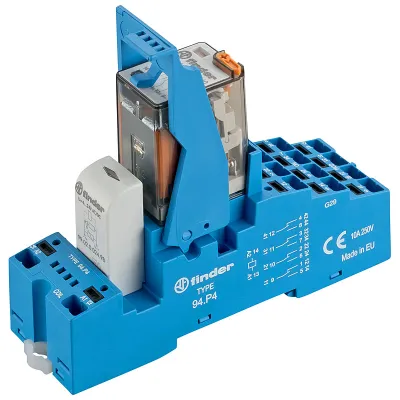 Finder Koppelrelais 58.P4.8.230.0060 | Schaltrelais 4 Wechsler 7A 230V AC | DIN-Schiene | Push-In | LED | IP20