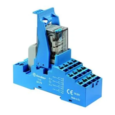 Finder Koppelrelais 58.P4.9.024.0050 | 4 Wechsler 7A | DIN-Schiene | 24V DC Spule | Push-In | LED | EMV | IP20