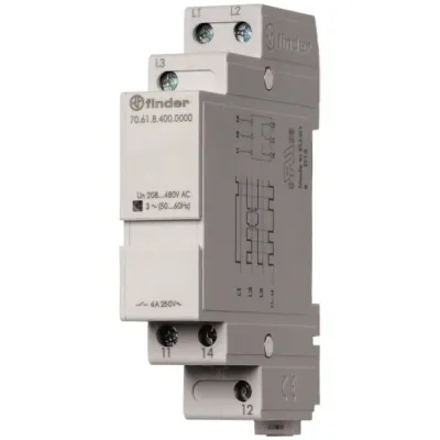Finder 3-Phasen-Netzüberwachung 70.61.8.400.0000 | 400V AC 6A | Phasenfolge & Phasenausfall | DIN-Schiene 17,5mm