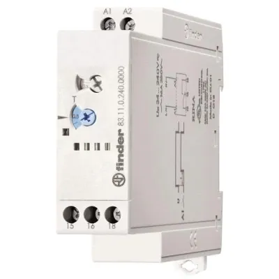 Finder Zeitrelais 83.11.0.240.0000 | Ansprechverzögerung | 24-240V AC/DC | 1 Wechsler 16A | DIN-Schiene 22,5mm