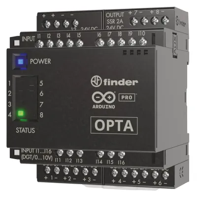 Finder Erweiterungsmodul OPTA 8A.88.9.024.1600 | 16 Eingänge | 8 SSR-Ausgänge | 12-24V DC | Tragschiene | Arduino PLC